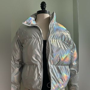 Fabletics XS Iridescent Puffer Winter Jacket
